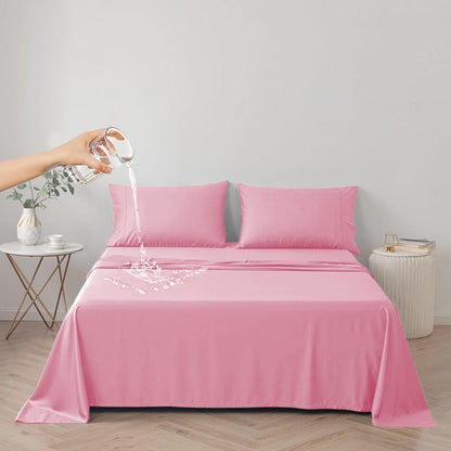 Waterproof Bed Cover for Dog and Cats,Pet Hair Resistant Bed Sheet Cover, Protective Bed Liner Cover with 100% Waterproof Breathable Thin Fabric (Pink, Super King 90 * 118 inch)