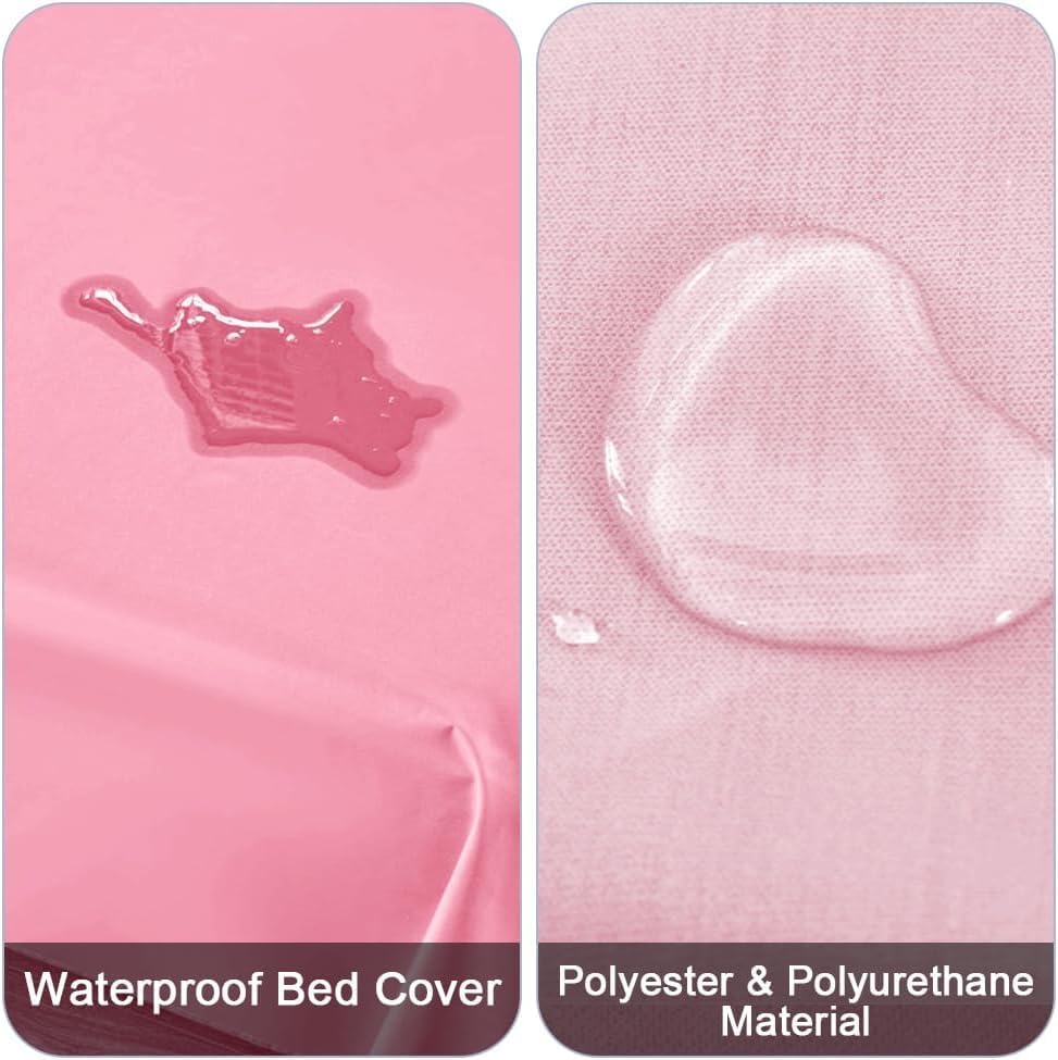 Waterproof Bed Cover for Dog and Cats,Pet Hair Resistant Bed Sheet Cover, Protective Bed Liner Cover with 100% Waterproof Breathable Thin Fabric (Pink, Super King 90 * 118 inch)