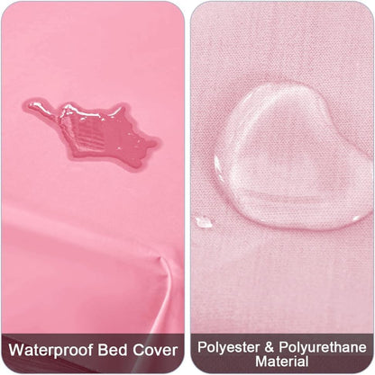 Waterproof Bed Cover for Dog and Cats,Pet Hair Resistant Bed Sheet Cover, Protective Bed Liner Cover with 100% Waterproof Breathable Thin Fabric (Pink, Super King 90 * 118 inch)