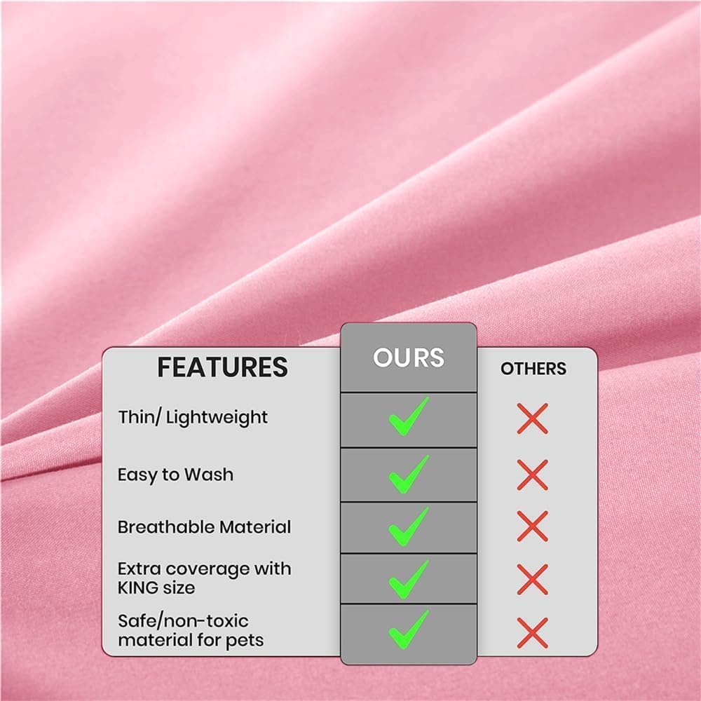 Waterproof Bed Cover for Dog and Cats,Pet Hair Resistant Bed Sheet Cover, Protective Bed Liner Cover with 100% Waterproof Breathable Thin Fabric (Pink, Super King 90 * 118 inch)