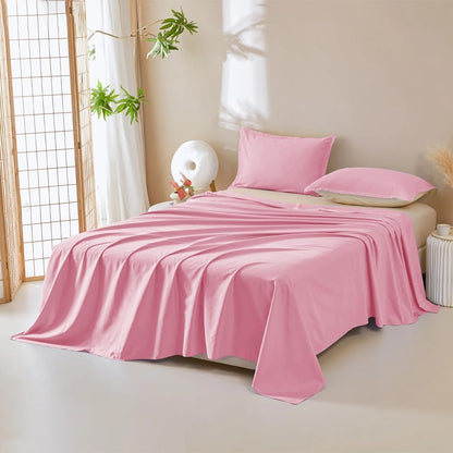 Waterproof Bed Cover for Dog and Cats,Pet Hair Resistant Bed Sheet Cover, Protective Bed Liner Cover with 100% Waterproof Breathable Thin Fabric (Pink, Super King 90 * 118 inch)