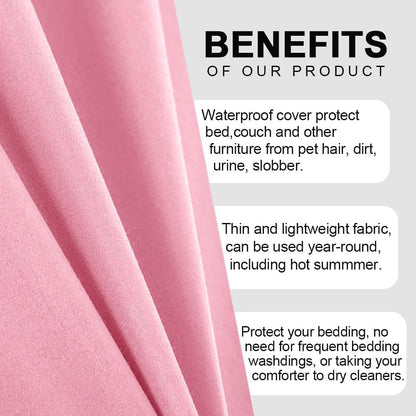 Waterproof Bed Cover for Dog and Cats,Pet Hair Resistant Bed Sheet Cover, Protective Bed Liner Cover with 100% Waterproof Breathable Thin Fabric (Pink, Super King 90 * 118 inch)