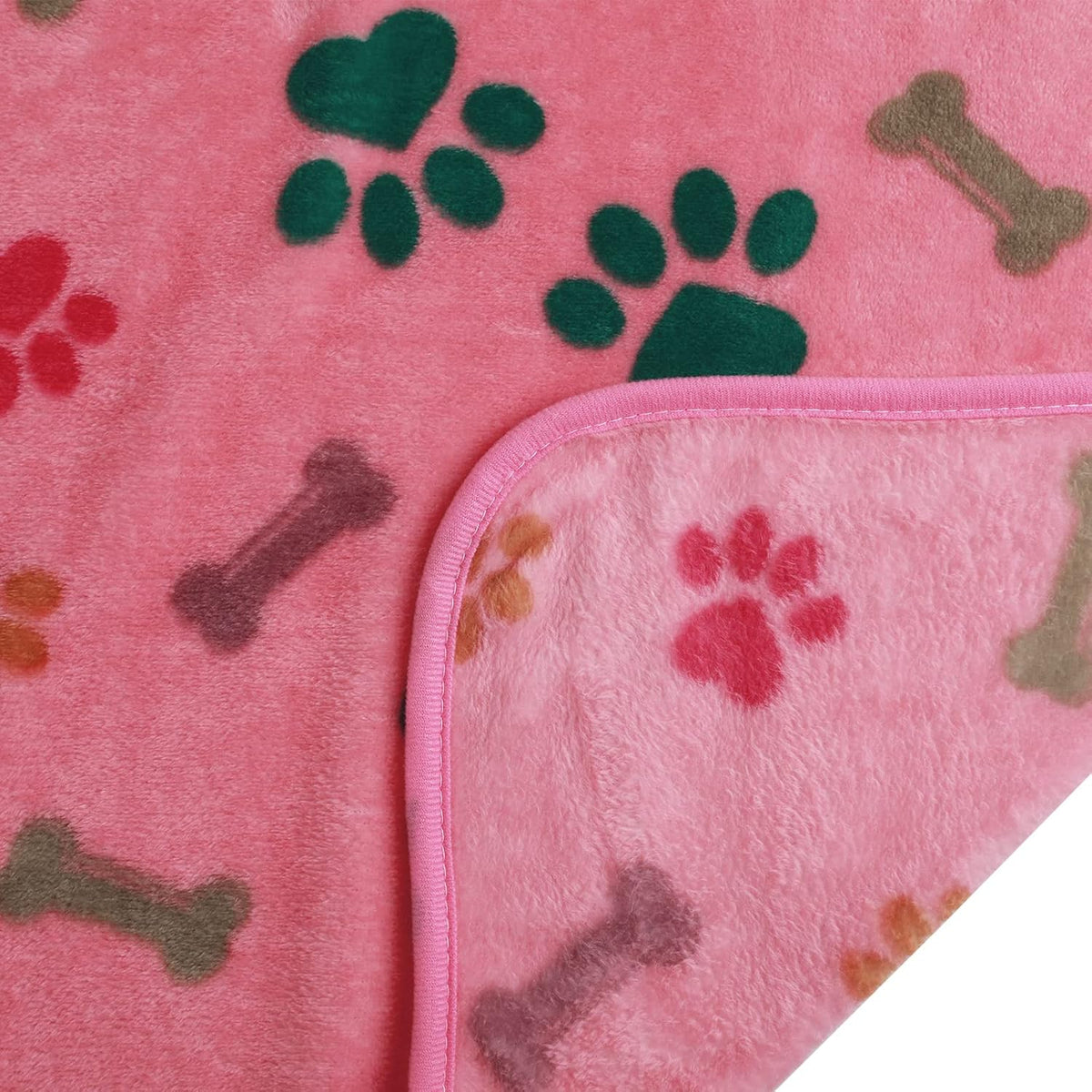 1 Pack 3 Blankets Fluffy Premium Fleece Pet Blanket Flannel Paw Bone Printed Throw for Dog Cat(Small 23x16'', Purple/Pink/White)