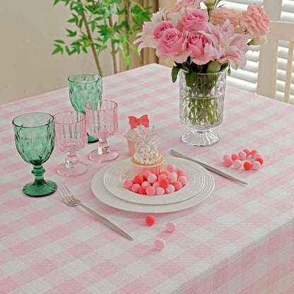 Cottagecore Pink Gingham Tablecloth Rectangle 55”x70”
