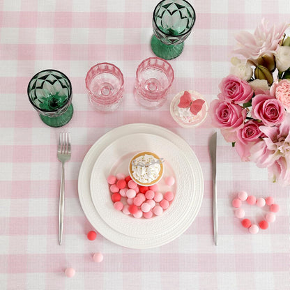 Cottagecore Pink Gingham Tablecloth Rectangle 55”x70”