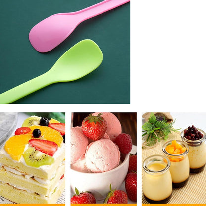 100 Pieces Ice Cream Scoops, Independent Packaging Disposable Cake spoon, Plastic Yogurt pudding spoon, Ice cream spoon (Pink)