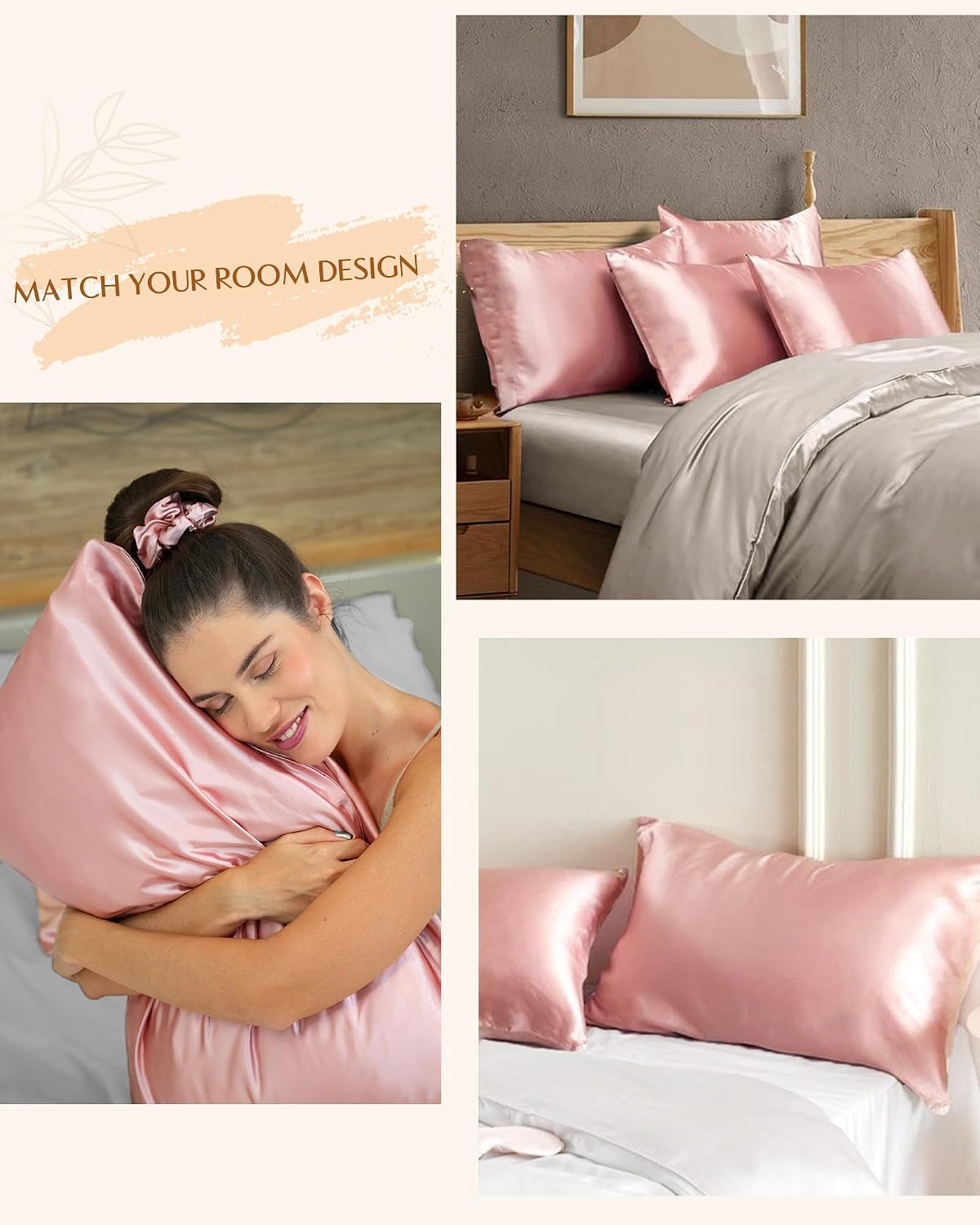 Satin Pillowcase, Silk Pillow Cases for Hair and Skin with Zipper, Queen Pillow Cases Set of 2 for 20"x30", Exquisite Packaging for Women Men
