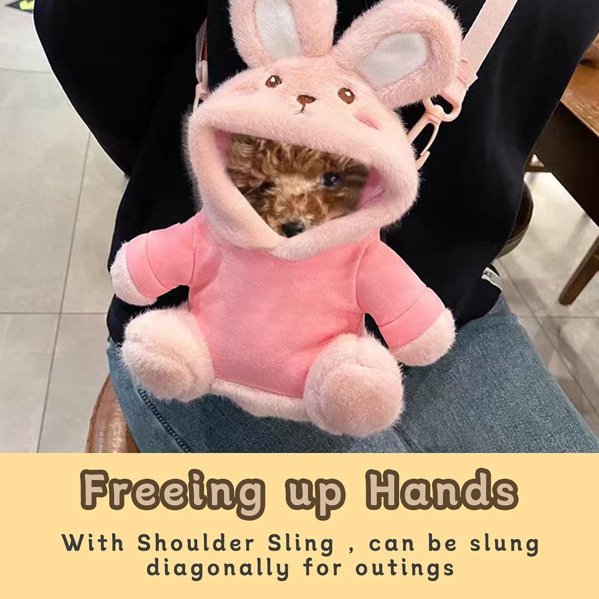 Tiny Puppy Carrier Chest Sling - Extra Small Body Carrier for Up to 4lbs Puppies Kittens, Cute Pack Pouch for Mini Yorkies Teacup Hands-Free Portable Pet Harness for Girls Boys (2lb Medium Pink)