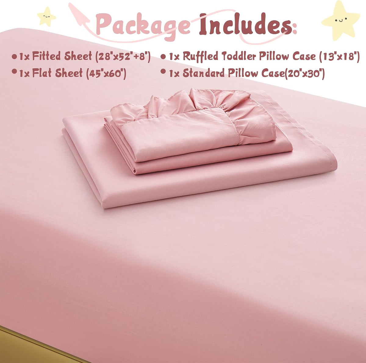 4 Piece Soft Toddler Sheet Set, Light Pink