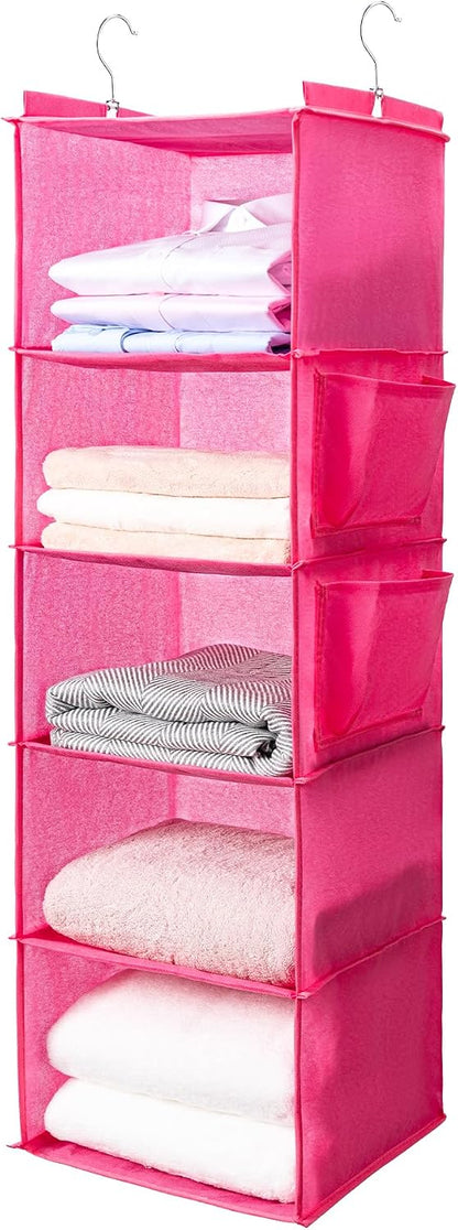 Hanging Closet Organize and Shelves,5-Hanging Shelf（Pink）