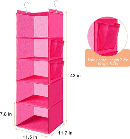 Hanging Closet Organize and Shelves,5-Hanging Shelf（Pink）