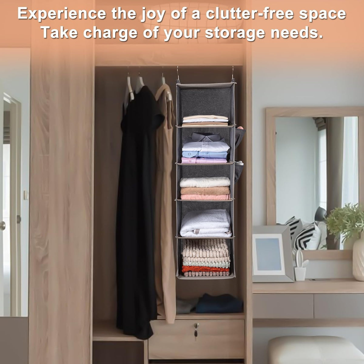 Hanging Closet Organize and Shelves,5-Hanging Shelf（Pink）