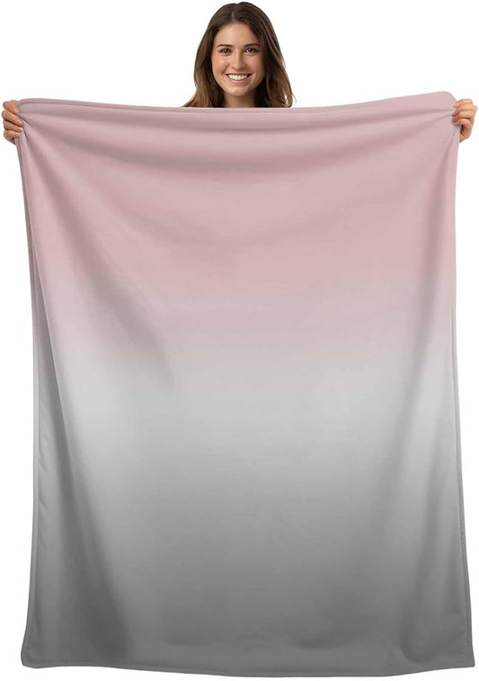 Throw Blanket for Couch Pink Gray Gradient Soft Cozy Fluffy Fleece Blankets and Throws for Bed,Sofa,Travel， 30x40 Inches, Abstract Watercolor