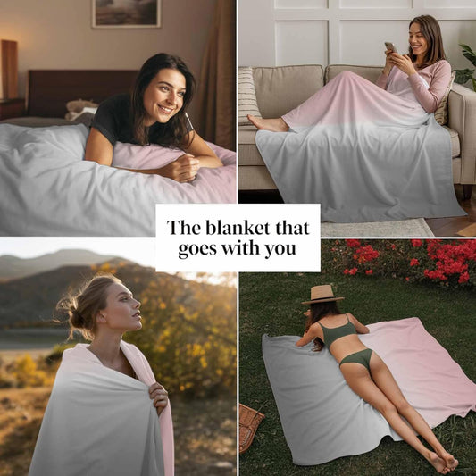 Throw Blanket for Couch Pink Gray Gradient Soft Cozy Fluffy Fleece Blankets and Throws for Bed,Sofa,Travel， 30x40 Inches, Abstract Watercolor
