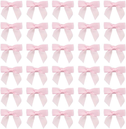 50pcs Boutique 1.5" Pink Satin Ribbon Mini Bows for Craft Sewing Scrapbooking Wedding and Gift Wrapping