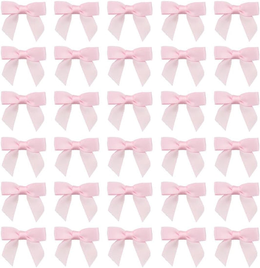 50pcs Boutique 1.5" Pink Satin Ribbon Mini Bows for Craft Sewing Scrapbooking Wedding and Gift Wrapping