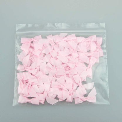 50pcs Boutique 1.5" Pink Satin Ribbon Mini Bows for Craft Sewing Scrapbooking Wedding and Gift Wrapping
