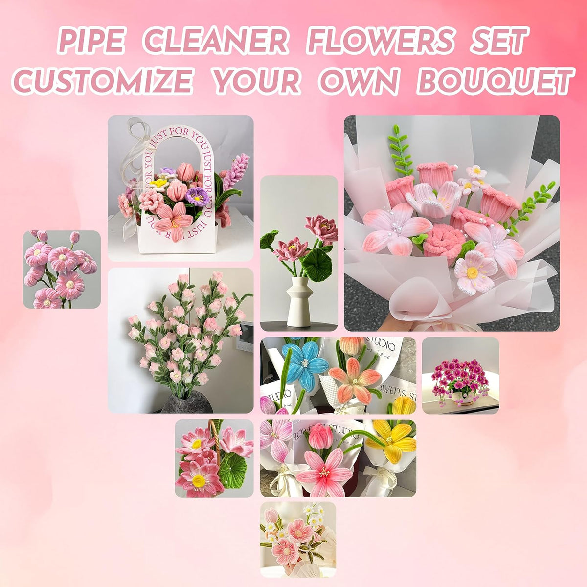 Pipe Cleaners Craft Kit, 400-Piece Flower Making Set