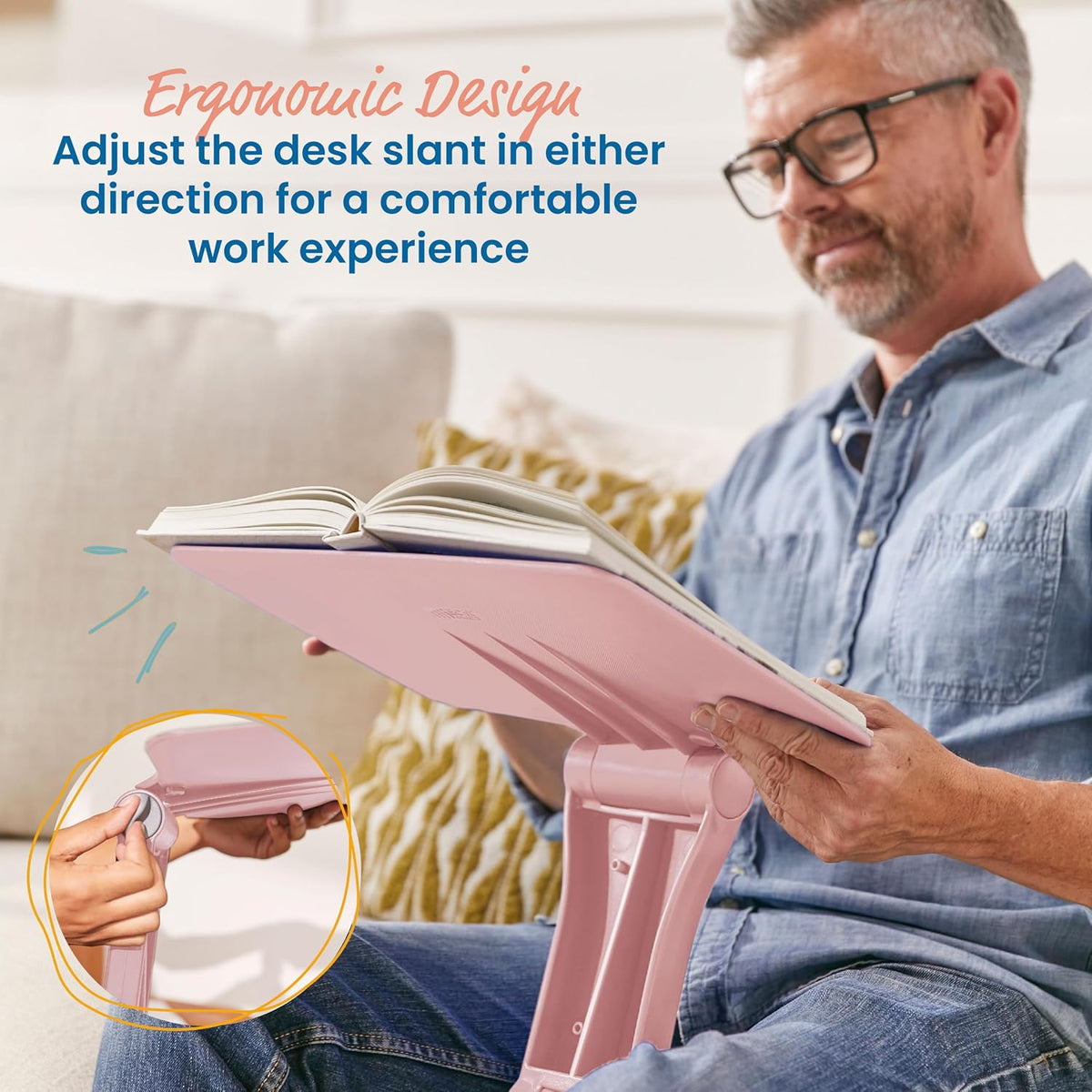 The Surf Folding Portable Lap Desk, Flexible Seating, Pink