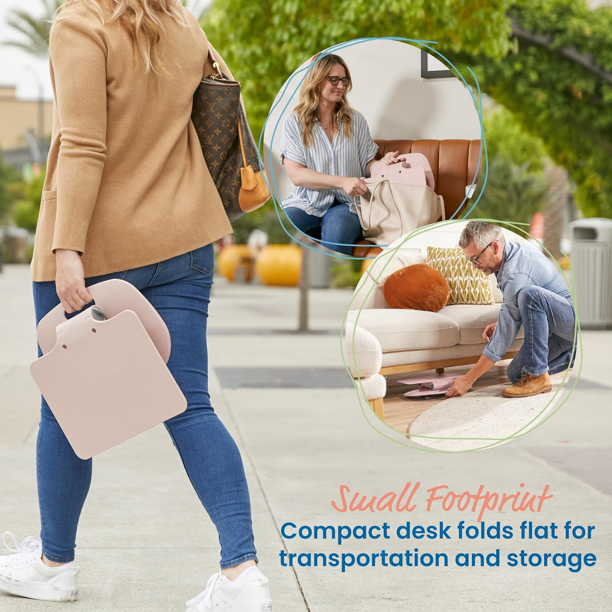 The Surf Folding Portable Lap Desk, Flexible Seating, Pink