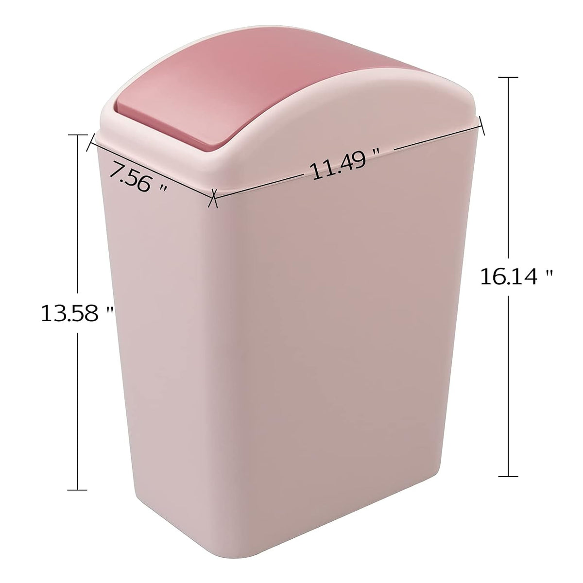 4.5 Gallon Trash Can with Swing-Top, Swing Lid Waste Can, Pink