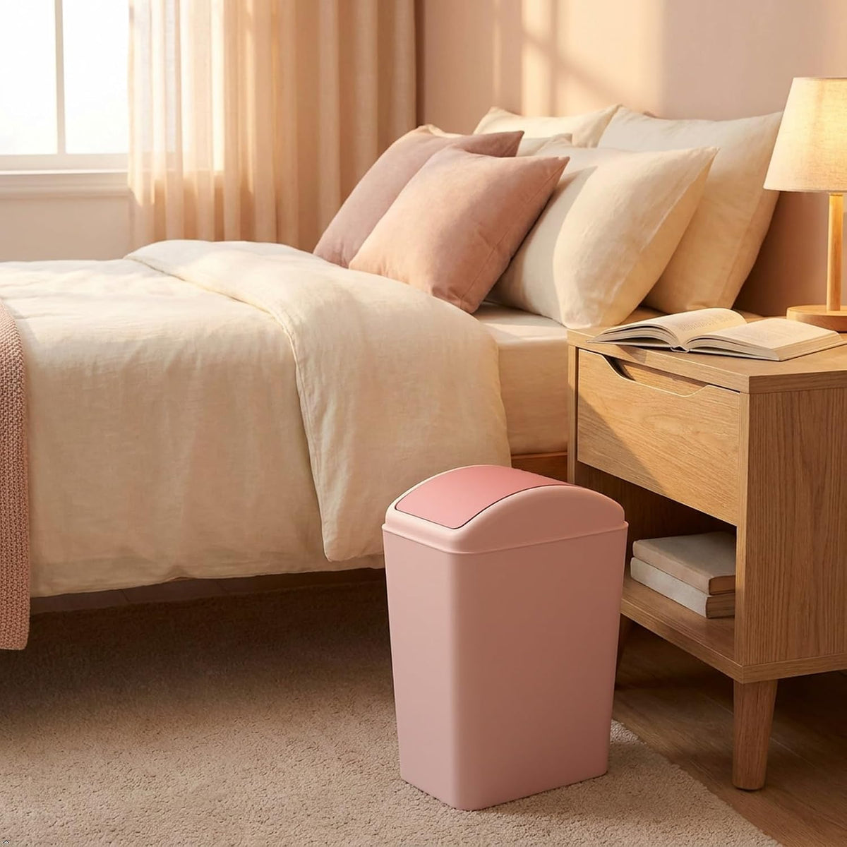 4.5 Gallon Trash Can with Swing-Top, Swing Lid Waste Can, Pink