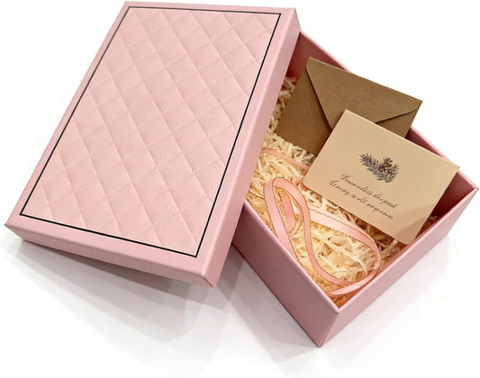 Pink Gift Box with Lids, 9.84" x 7.09" x 3.35" Large Gift Box for Presents, Complete Set with Luxury Filler, Card, Ribbon, Sticker, Ideal for Valentine's Day, Mother's Day, Birthday