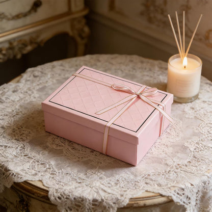 Pink Gift Box with Lids, 9.84" x 7.09" x 3.35" Large Gift Box for Presents, Complete Set with Luxury Filler, Card, Ribbon, Sticker, Ideal for Valentine's Day, Mother's Day, Birthday