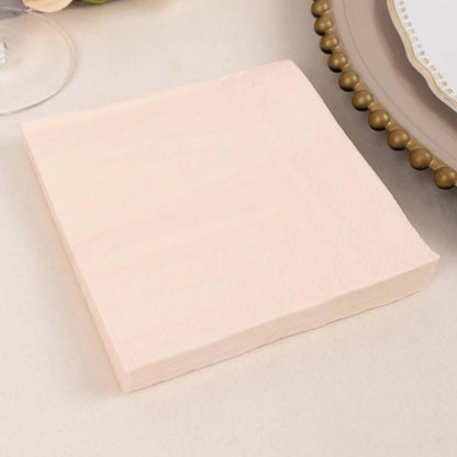 100 Count Blush 2-Ply Paper Beverage Napkins, Soft Disposable Cocktail Napkins 18 GSM - 5"x5"