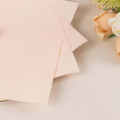 100 Count Blush 2-Ply Paper Beverage Napkins, Soft Disposable Cocktail Napkins 18 GSM - 5"x5"