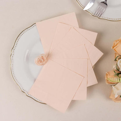 100 Count Blush 2-Ply Paper Beverage Napkins, Soft Disposable Cocktail Napkins 18 GSM - 5"x5"
