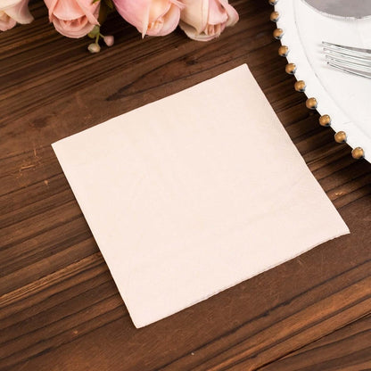 100 Count Blush 2-Ply Paper Beverage Napkins, Soft Disposable Cocktail Napkins 18 GSM - 5"x5"
