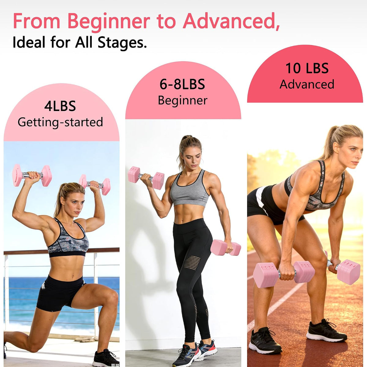 4-in-1 Adjustable Dumbbell Set of 2, Total 20 LB Pair (4,6,8,10 LB)