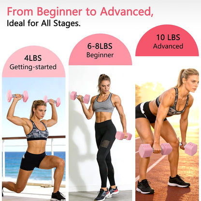 4-in-1 Adjustable Dumbbell Set of 2, Total 20 LB Pair (4,6,8,10 LB)