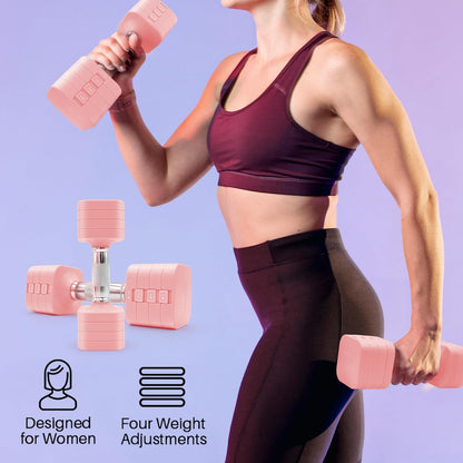4-in-1 Adjustable Dumbbell Set of 2, Total 20 LB Pair (4,6,8,10 LB)
