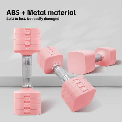 4-in-1 Adjustable Dumbbell Set of 2, Total 20 LB Pair (4,6,8,10 LB)