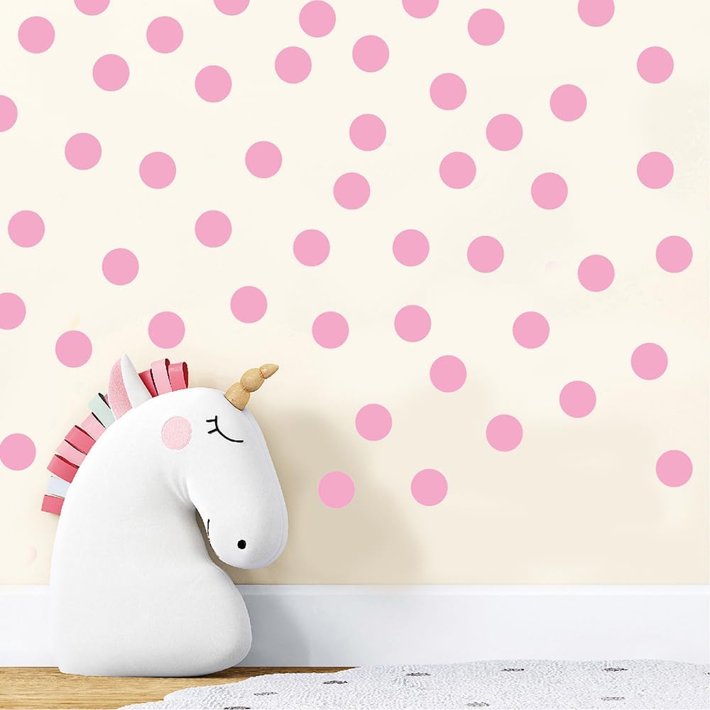 300 PCS Aesthetic Peel & Stick Pastel Pink Polka Dot Wall Vinyl Decals