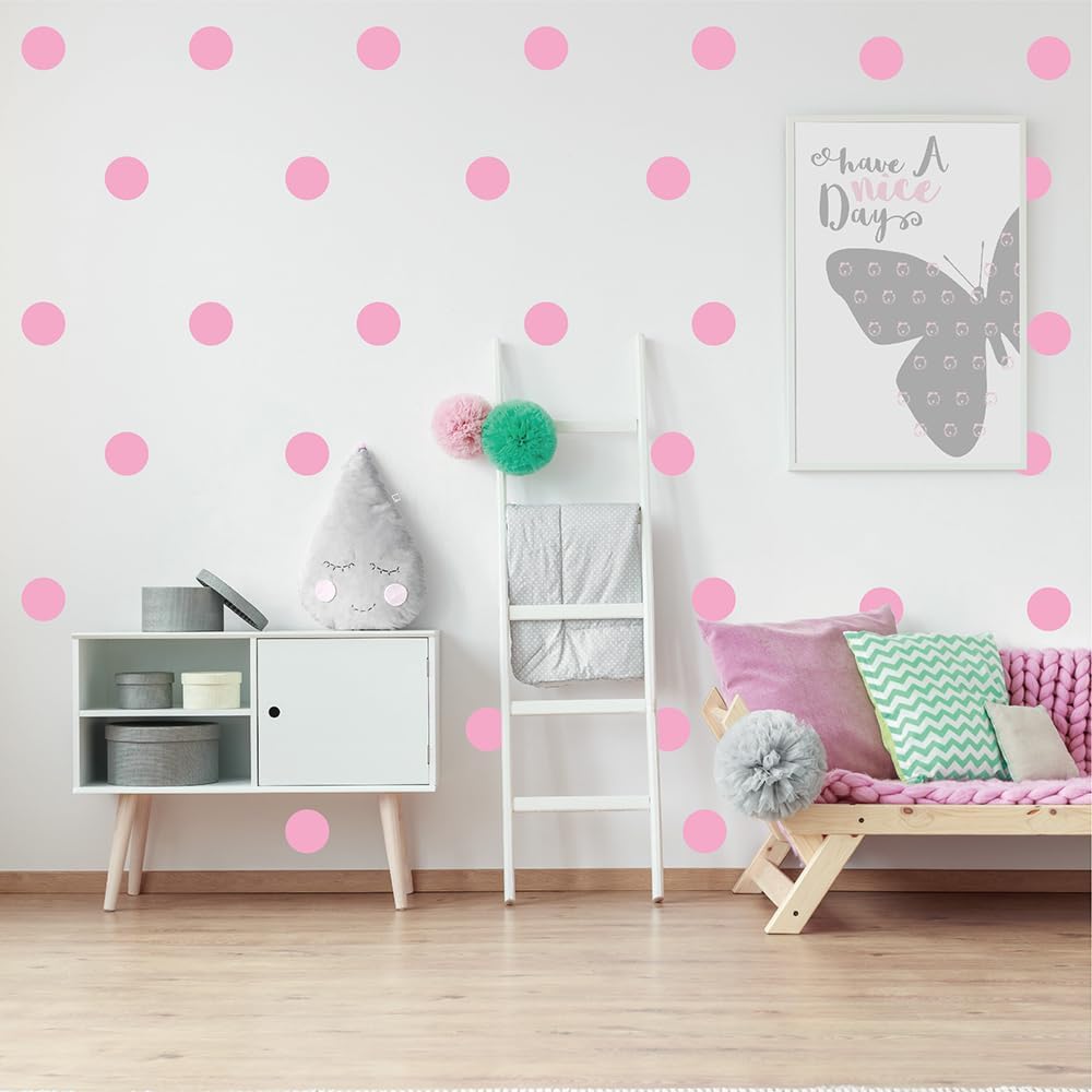 300 PCS Aesthetic Peel & Stick Pastel Pink Polka Dot Wall Vinyl Decals