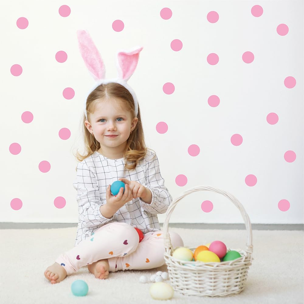 300 PCS Aesthetic Peel & Stick Pastel Pink Polka Dot Wall Vinyl Decals