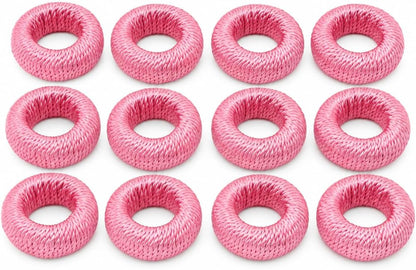 Napkin Rings, Rayon, Pink, Set of 12
