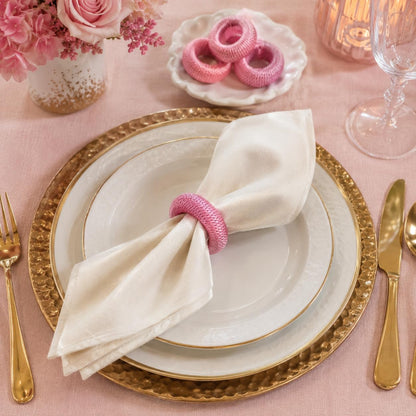 Napkin Rings, Rayon, Pink, Set of 12