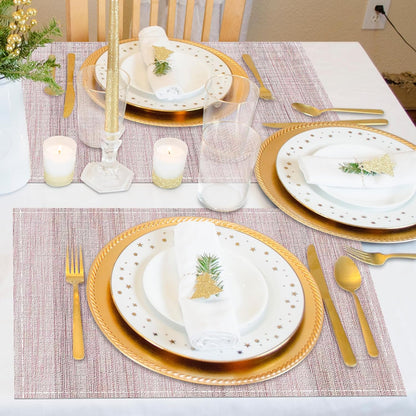 Pink Placemats Set of 4, 12x18 Inch Washable Easy to Clean Rectangular Cute Placemats for Kitchen Table Holiday Wedding Party Dining Room Decoration