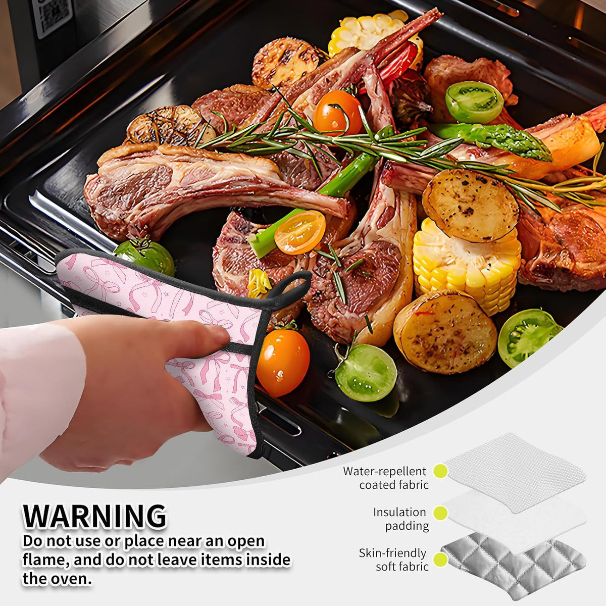 2 Pack Pot Holders for Kitchen Clearance, Cute Hot Pads, Funny Oven Pot Holders, Potholders Sets for Kitchen Heat Resistant, Pink Bow