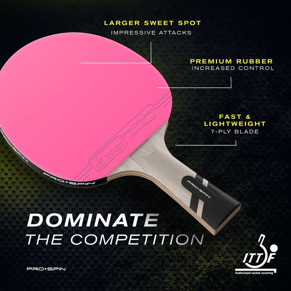 PRO-SPIN Ping Pong Paddles – ITTF Approved Professional Table Tennis Rackets with Carbon Fiber for Superior Control | 7-Ply Blade, Premium Rubber, 2.0mm Sponge