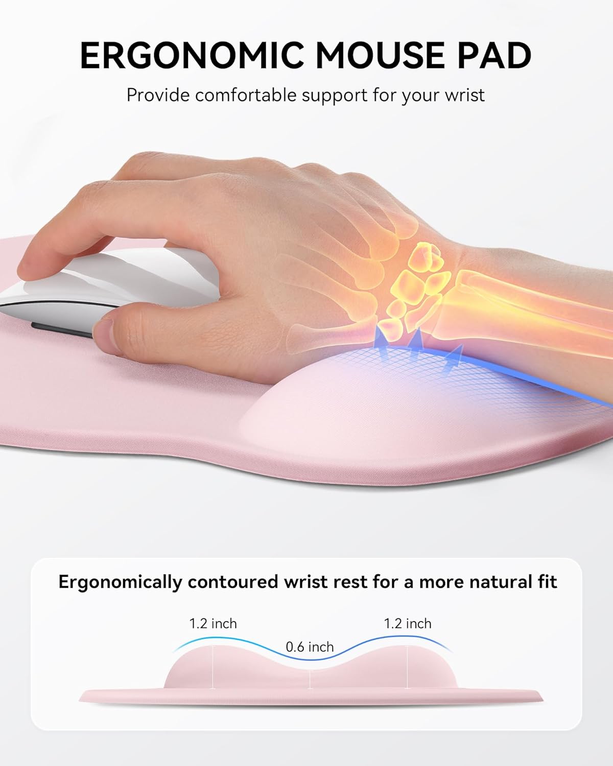 Mouse Pad with Wrist Rest for Desktop Large Ergonomic Mouse Mat(Light Pink)