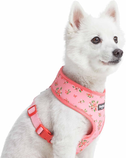 Soft & Comfy Spring Scent Inspired Floral Rose Baby Pink Dog Harness Vest, Chest Girth 16" - 21", Small, Adjustable Harnesses for Dogs