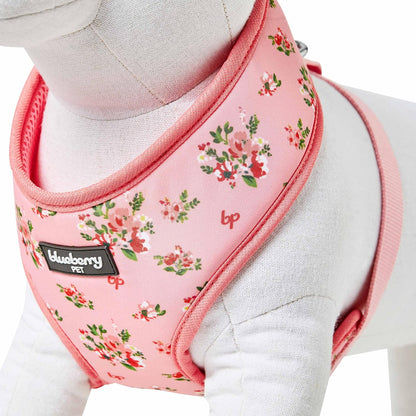 Soft & Comfy Spring Scent Inspired Floral Rose Baby Pink Dog Harness Vest, Chest Girth 16" - 21", Small, Adjustable Harnesses for Dogs