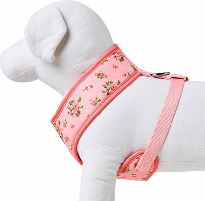 Soft & Comfy Spring Scent Inspired Floral Rose Baby Pink Dog Harness Vest, Chest Girth 16" - 21", Small, Adjustable Harnesses for Dogs