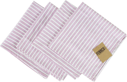 Classic Striped 20 x 20 Inch Cloth Napkins, Set of 4 - Pink Dinner Napkins for Banquets, Everyday Use, Family Gathering, Special Events and Home Décor