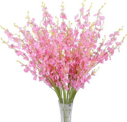Artificial Dancing Lady Orchid Silk Faux Flowers Fake Butterfly Orchids 10 Pcs Real Touch for Wedding Home Office Party Hotel Decoration Restaurant Patio Festive Furnishing (Pink)